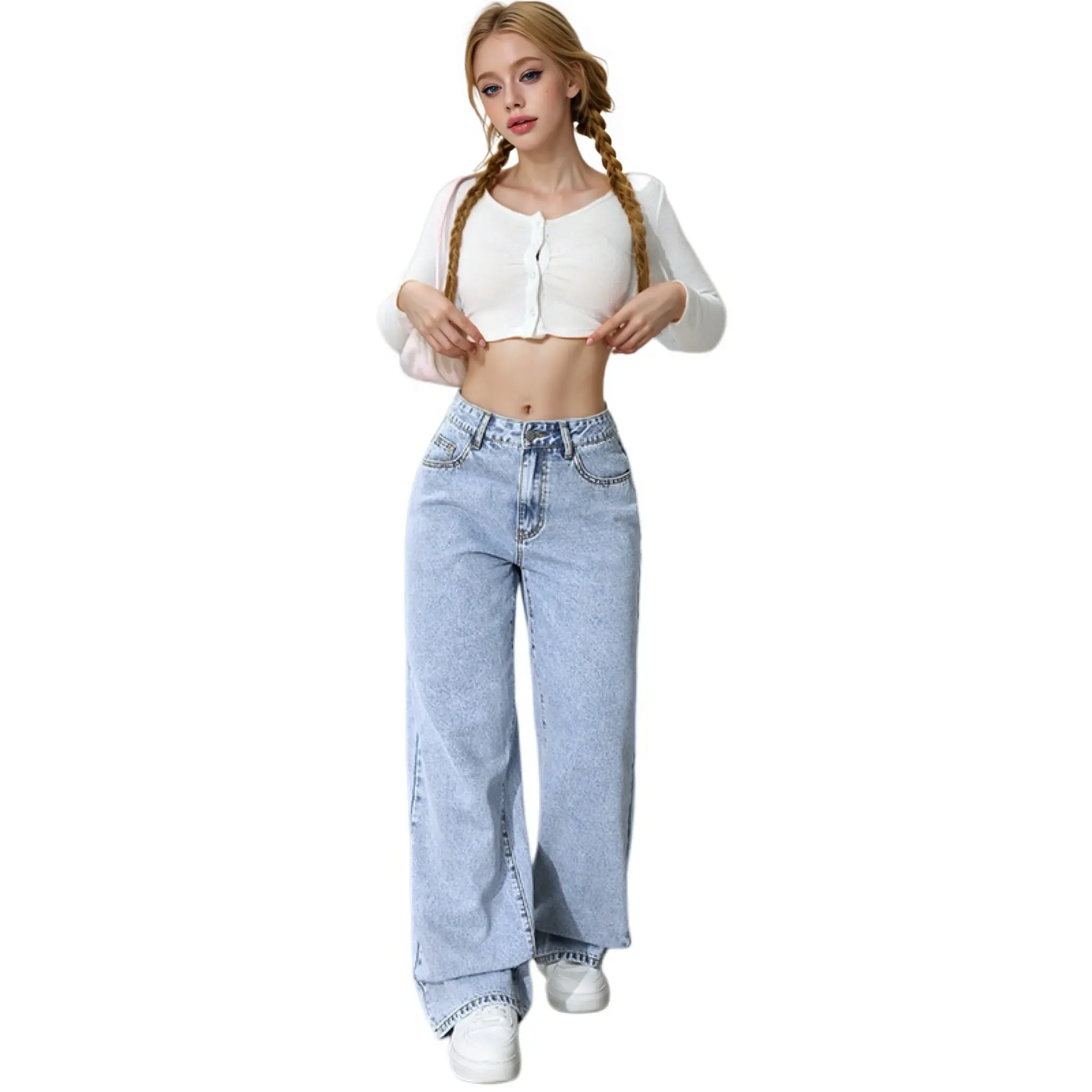 Sweet and spicy style high-waisted straight leg jeans new summer style loose fit trendy and versatile long pants (1).jpg