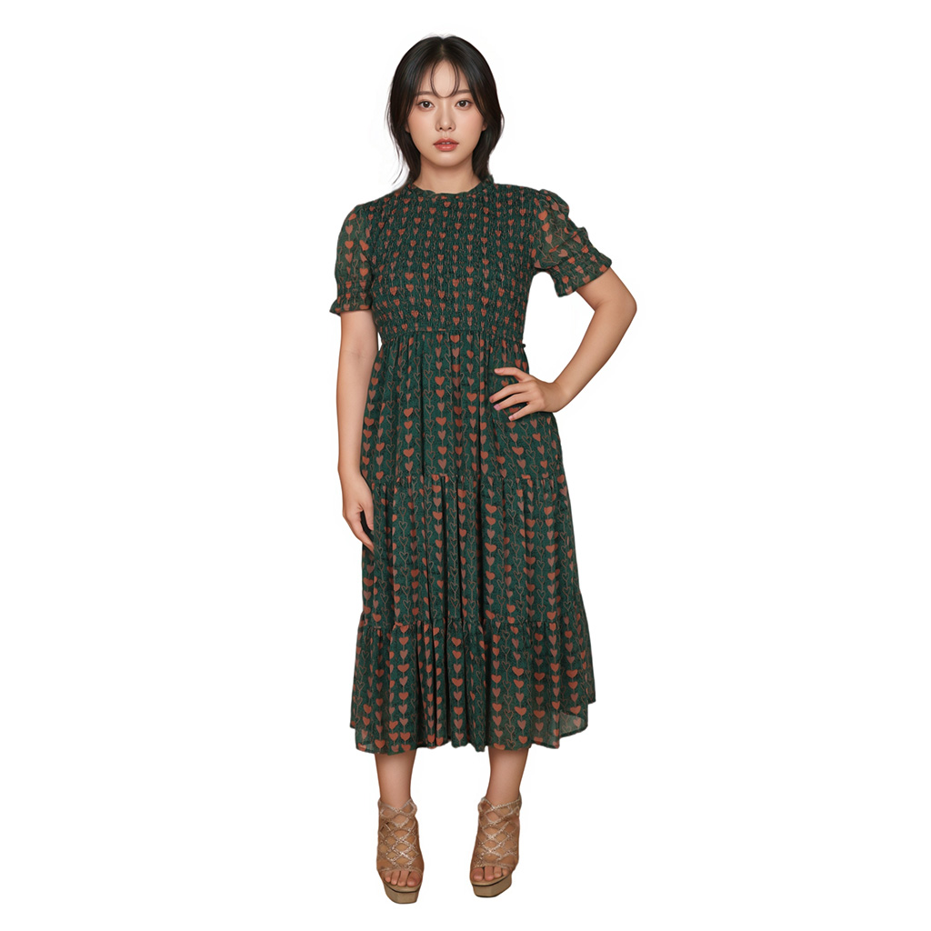 Customized Eco-Friendly Breathable Casual Square Collar Off-Shoulder Sleeveless Pleated Floral Print Knee-Length Dress 100%