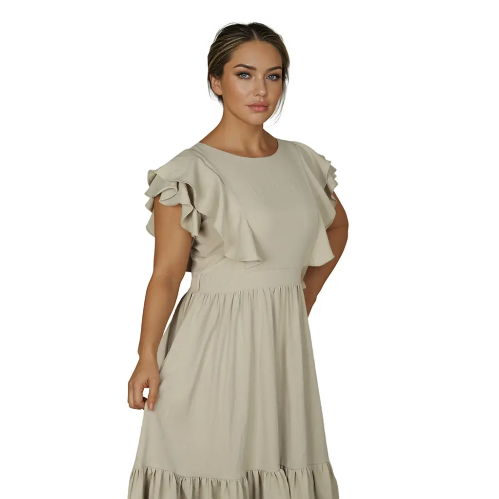 Custom Print Women's Elegant Plus Size V Neck Ruffle Trim Short Sleeve Summer Buttery Soft Casual Loose Swing Maxi Dress (4).jpg