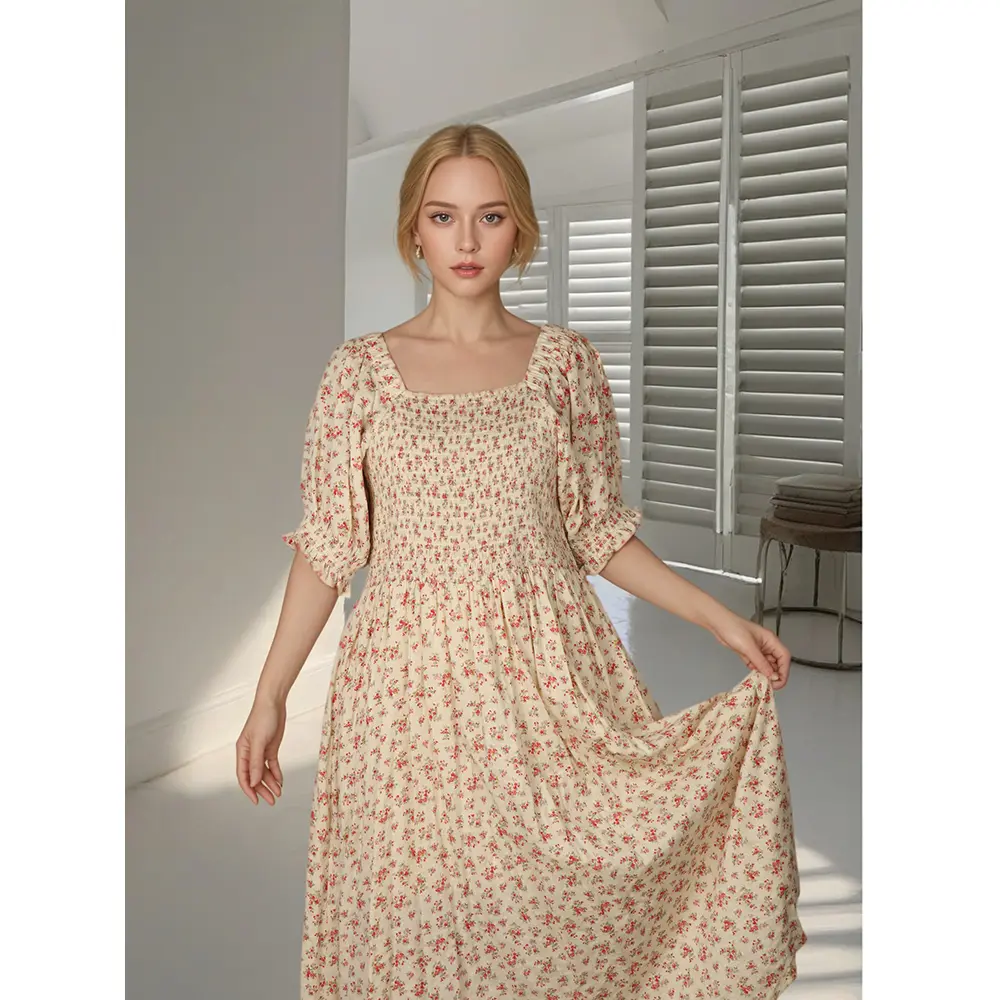 Premium French Floral Short Sleeve Dress - Customizable Fit & Design 4.jpg