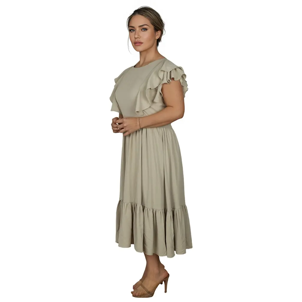Custom Print Women's Elegant Plus Size V Neck Ruffle Trim Short Sleeve Summer Buttery Soft Casual Loose Swing Maxi Dress (2).jpg