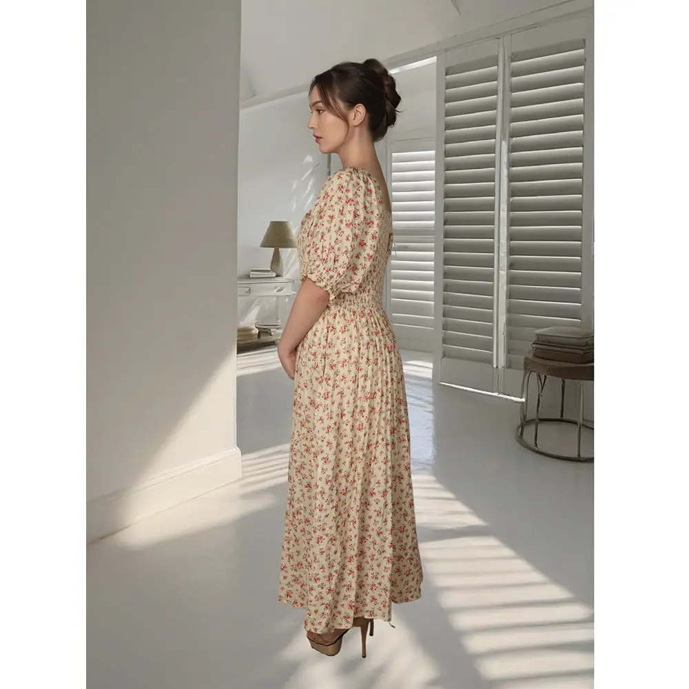 Premium French Floral Short Sleeve Dress - Customizable Fit & Design 2.jpg